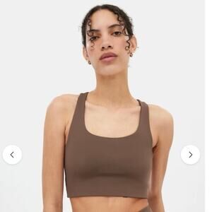 Girlfriend Collective Café Paloma Racerback Sports Bra Brown Size Medium